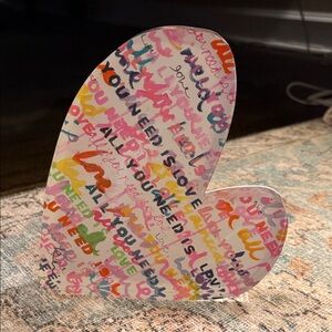 Kerri Rosenthal Handwritten Multicolor Heart Sculpture - Decorative Acrylic Art